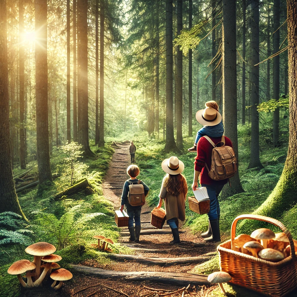 Family fun hunting mushrooms.