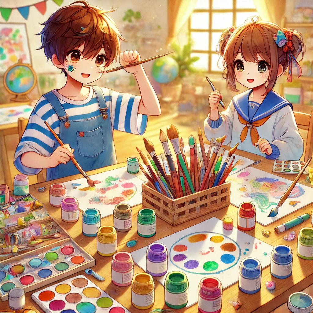 Let the kids go wild with the paint and crayons!