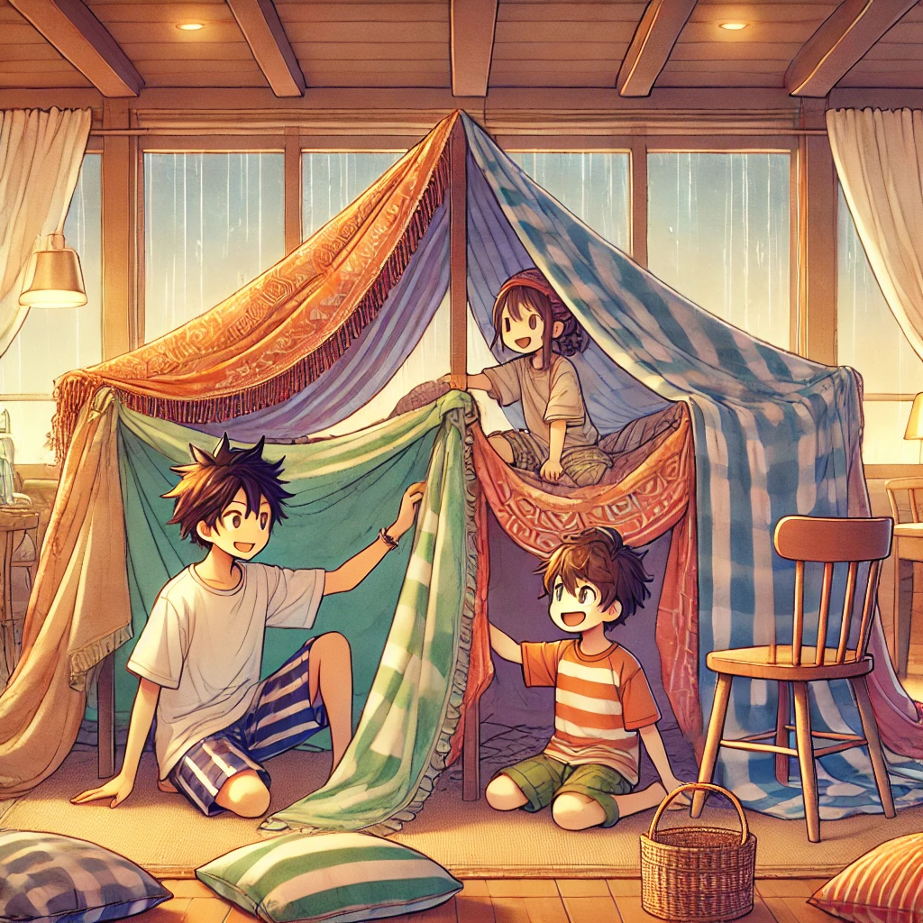 Building forts is pinnacle of childhood rainy day fun!
