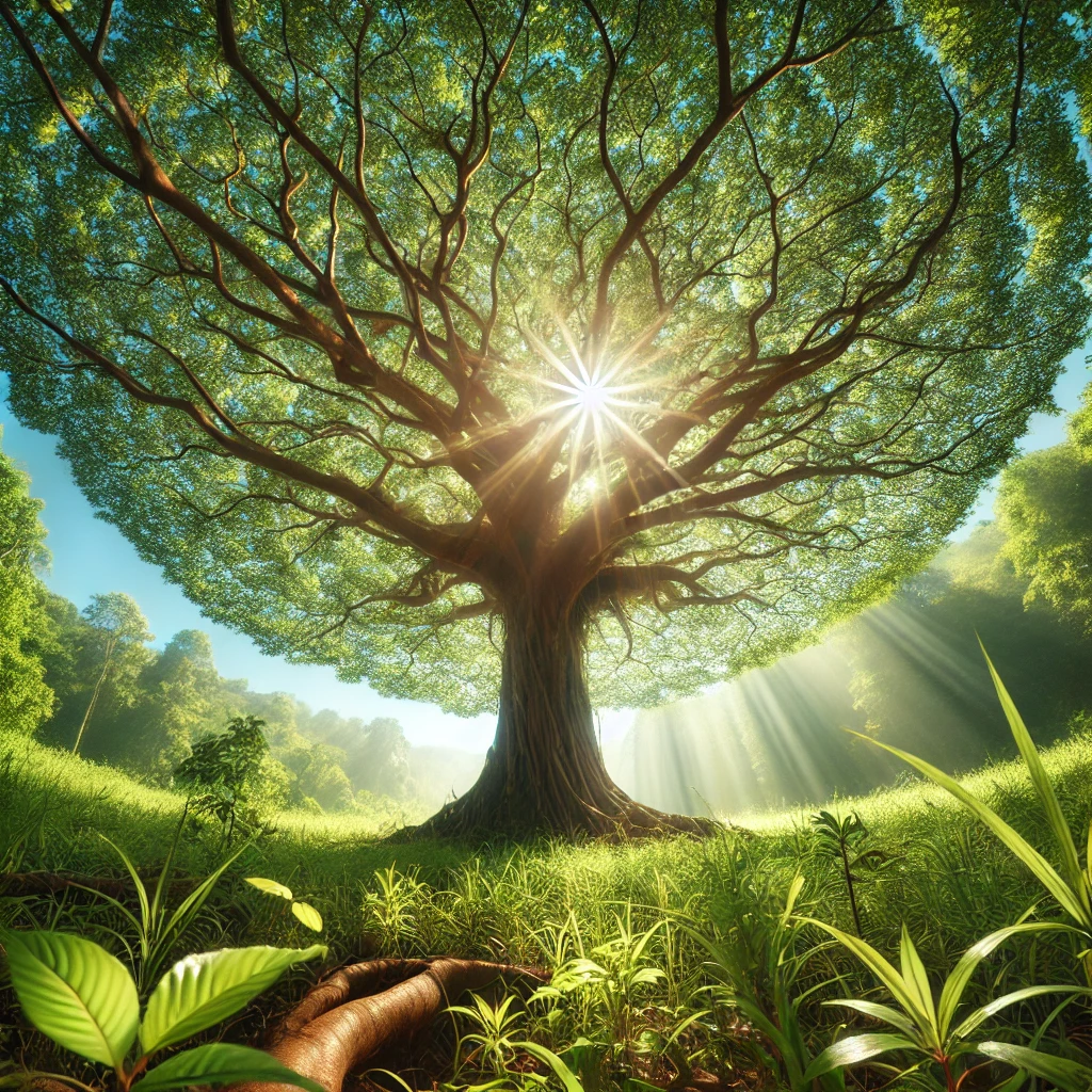 Sunlight filtering through the branches of a large tree, highlighting the marvel of everyday nature.