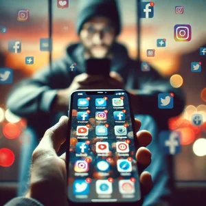 Image depicting social media distractions, highlighting minimalism's focus on real connections.