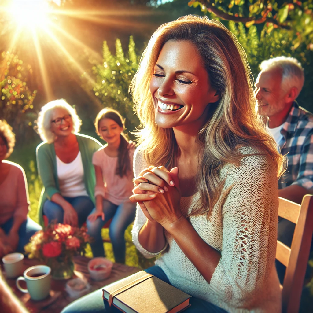 Here is the image of a mom radiating joy, having meaningful relationships, a sense of purpose, and a deep appreciation for her life.