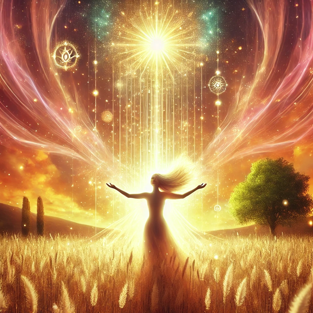 Hands reaching toward a radiant sky, knowing the great I am is within.